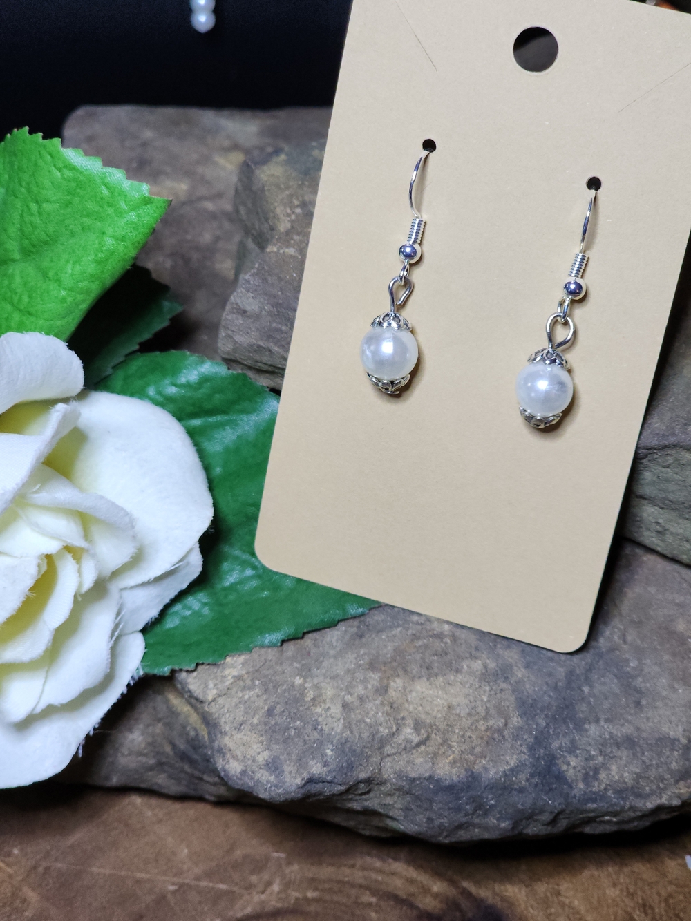 Hand Crafted Classic White Pearl Drop Earrings